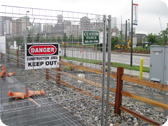 Rental Fencing With Warning Sign