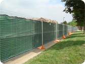 Temporary Fence With Green Material Cover